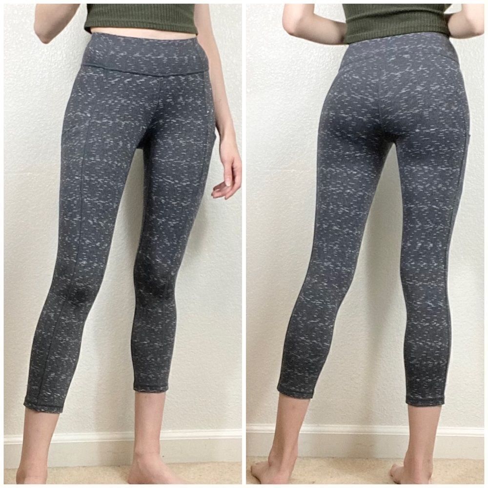 Lucy Grey Space Dye Cropped Leggings with Pockets
